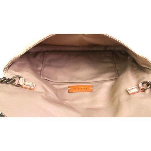 J.CREW PINK GOLD COATED CANVAS CHAIN STRAP ENVELOP SHOULDER BAG HANDBAG CLUTCH - Picture 7 of 12